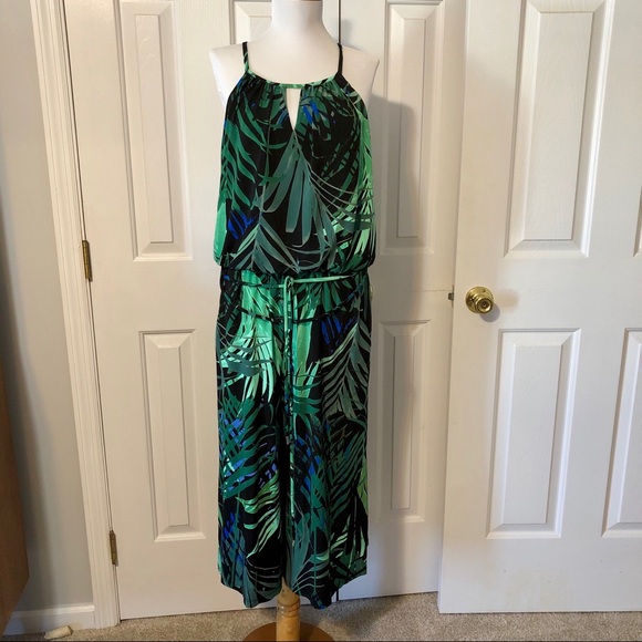 London Times Pants - London Times Jungle Printed Cropped Jumpsuit Sz 14